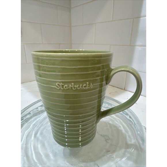 STARBUCKS 2009 Design House Stockholm 12 oz. Ceramic Mug Ribbed Safe Olive Green - Picture 1 of 10